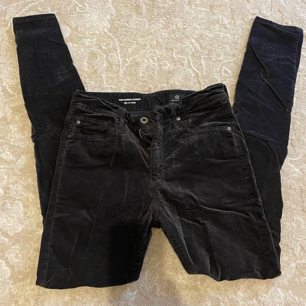AG high rise skinny velvet-feeling pants